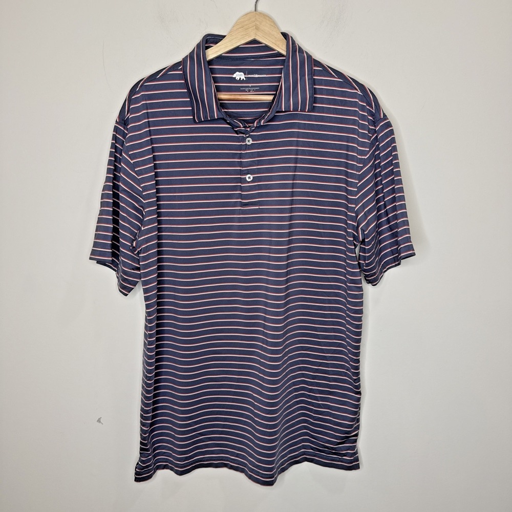 Onward Reserve Performance Golf Polo Shirt Stripe Stretch Preppy USA Work Men L